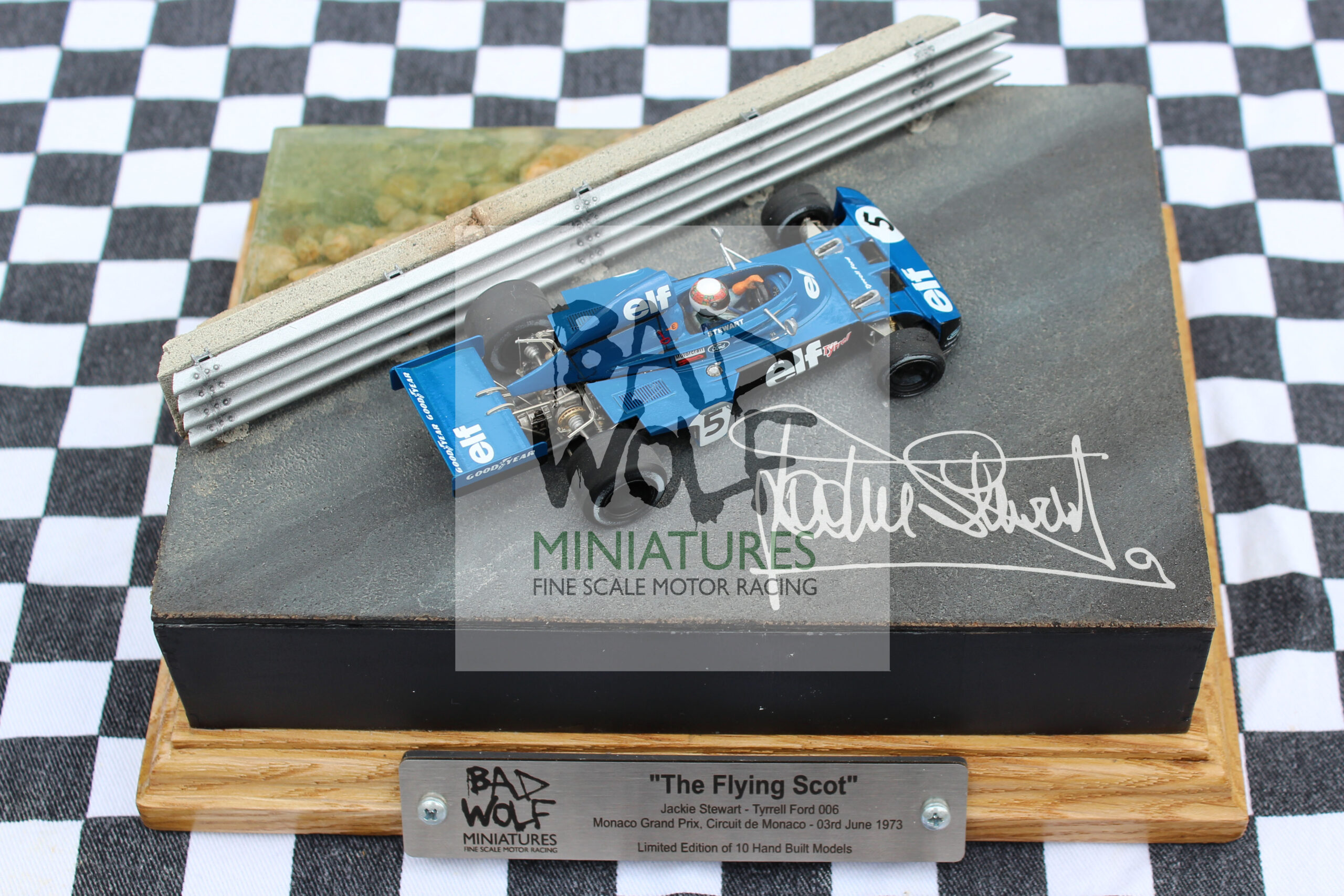 "The Flying Scot" - Limited Edition Signed Diorama - Sir Jackie Stewart - Tyrrell 006, Monaco 1973