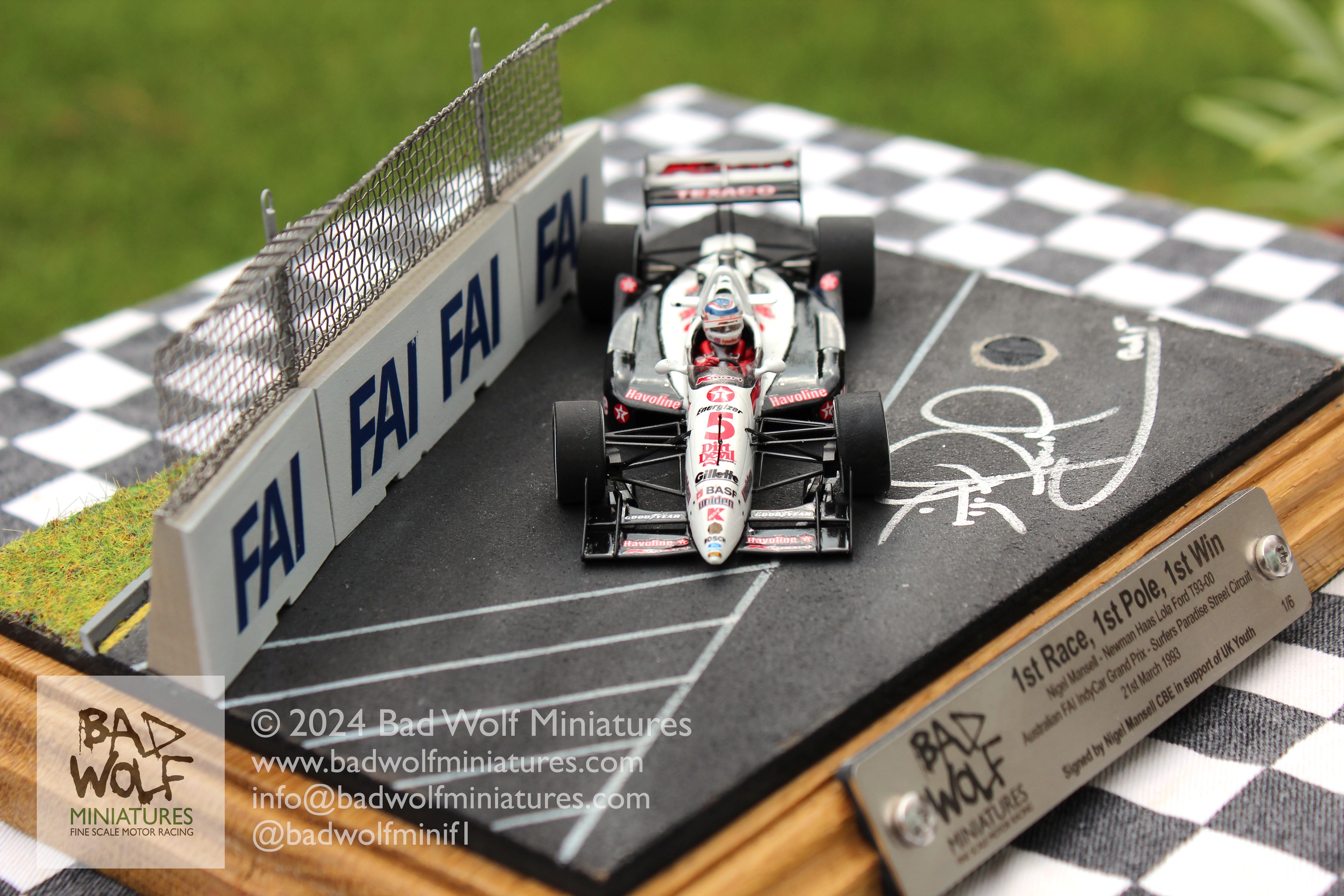 “1st Race, 1st Pole, 1st Win” – Limited Edition Signed Diorama – Nigel Mansell CBE – Newman Haas Lola Ford T93-00, Surfers Paradise 1993 - Image 6